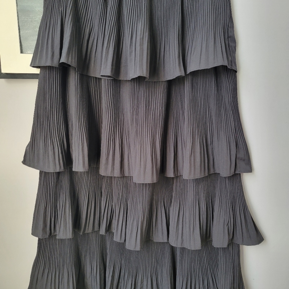 New Anthropologie Mare Tiered Pleated Midi Dress or Skirt Black S - Picture 6 of 11